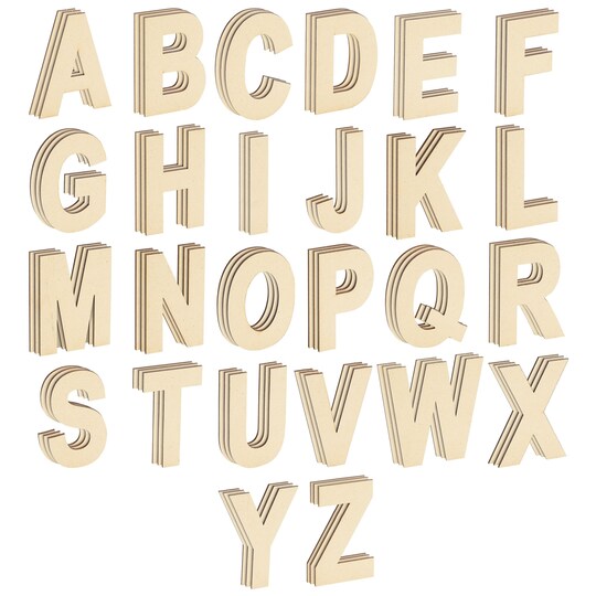 83 Piece Wooden Letters for Crafts, 4-Inch Alphabet Cutouts for DIY Painting, Crafts, Wall Decorations